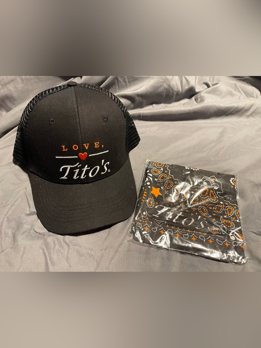 Tito's Black Trucker Hat with Orange Accent